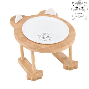 Elevated Ceramic Cat Bowl with Bamboo Stand – Whisko™