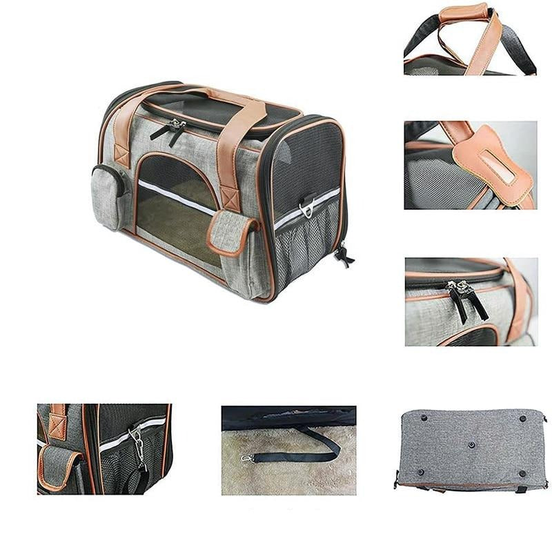 Foldable Pet Carrier Bag with Safety Belt & Reflective Straps – Trekaro™