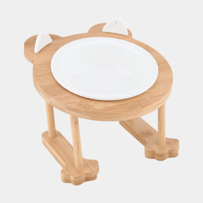 Elevated Ceramic Cat Bowl with Bamboo Stand – Whisko™