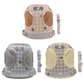 Plaid Reflective Pet Vest Harness with Leash Set – Plaidly™
