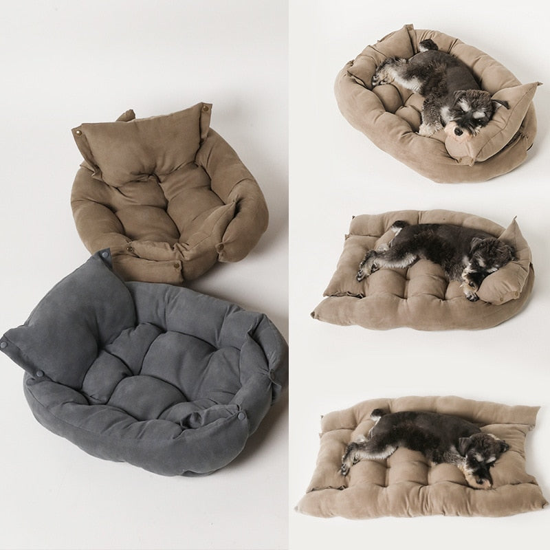 3-in-1 Velvet Pet Bed with Convertible Design – Page™