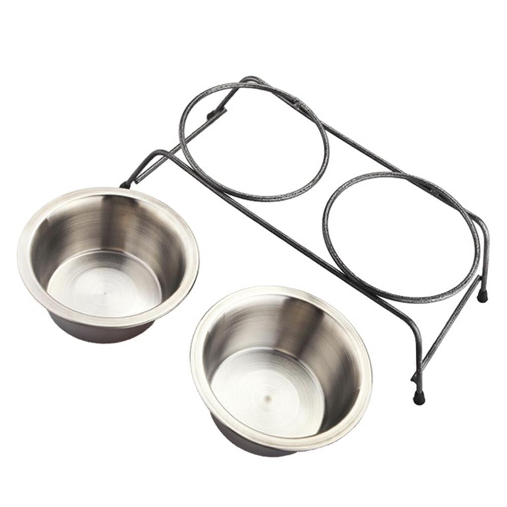 Double Stainless Steel Pet Bowl Set with Stand for Small Dogs & Cats – Steelio™