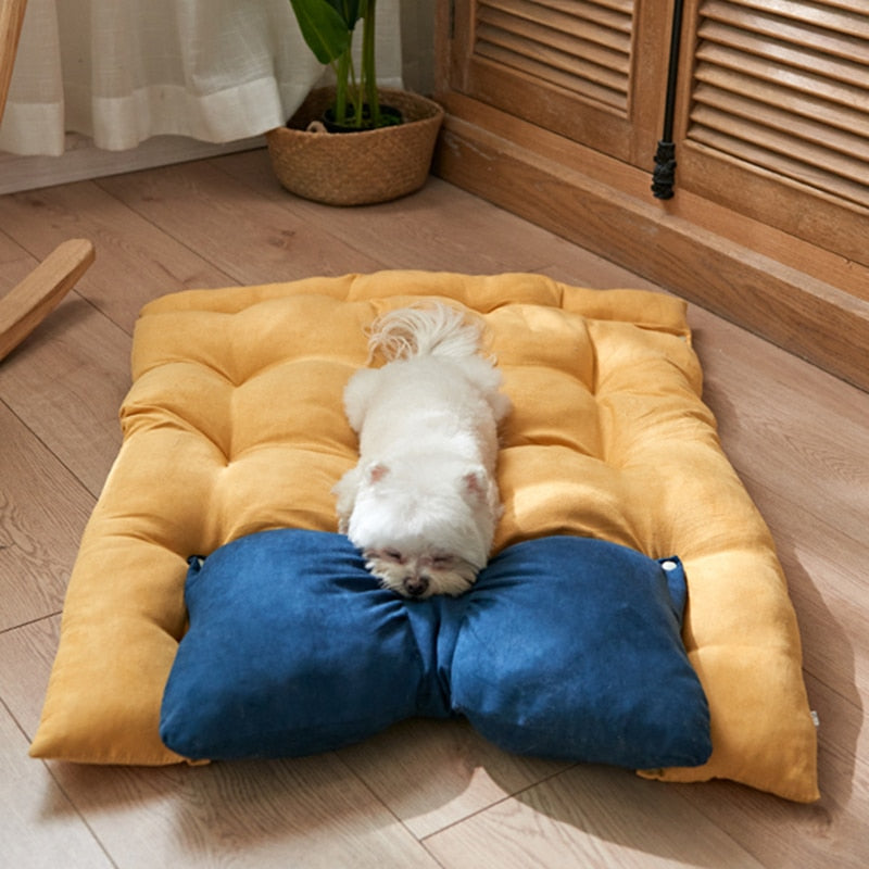 2-in-1 Bow-Shaped Pet Bed with Double Filling – Bowli™
