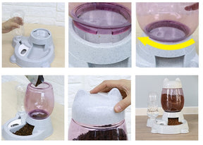2-in-1 Pet Food & Water Bowl with Gravity Release Lever – Feedwell™