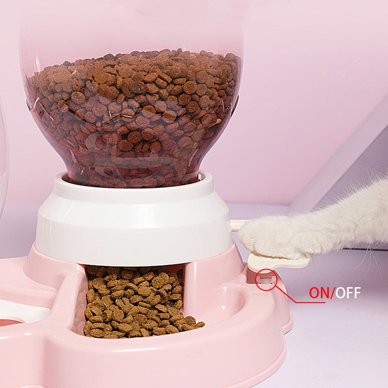 2-in-1 Pet Food & Water Bowl with Gravity Release Lever – Feedwell™