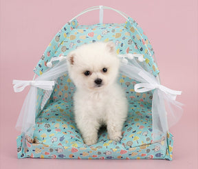 Cotton Pet Tent Bed with Colorful House-Style Design – Nestora™