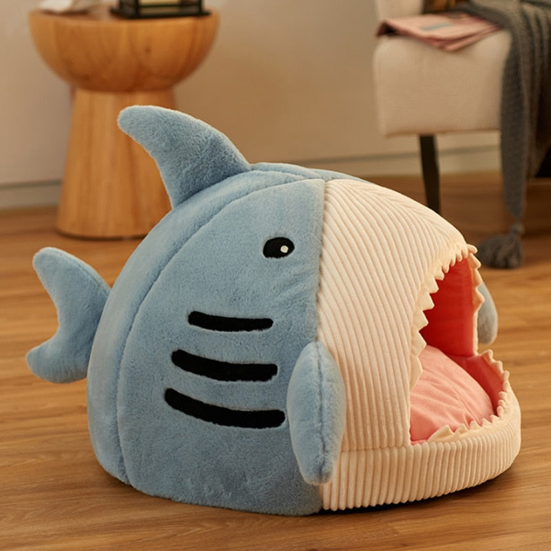 Shark-Shaped Pet Cave Bed with Non-Slip Bottom – SharkNook™