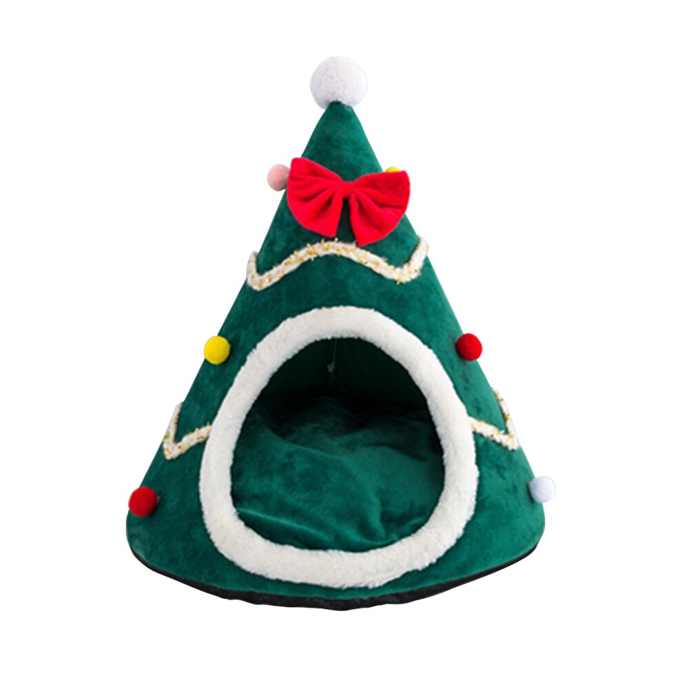 Christmas Tree Pet Cave Bed in Plush & Velvet – HollyHide™