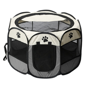 Foldable Oxford Pet Playpen Tent with Skylight & Rolling Door – ZenPen™