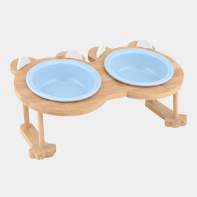 Elevated Ceramic Cat Bowl with Bamboo Stand – Whisko™