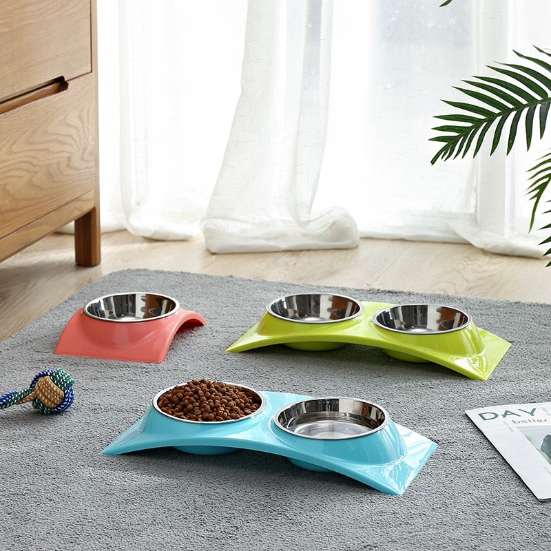 Double Pet Bowl with Stainless Steel Insert for Pets – Dulcet™