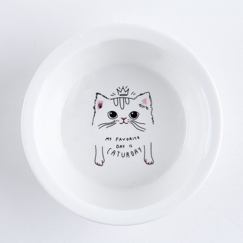 Elevated Ceramic Cat Bowl with Bamboo Stand – Whisko™