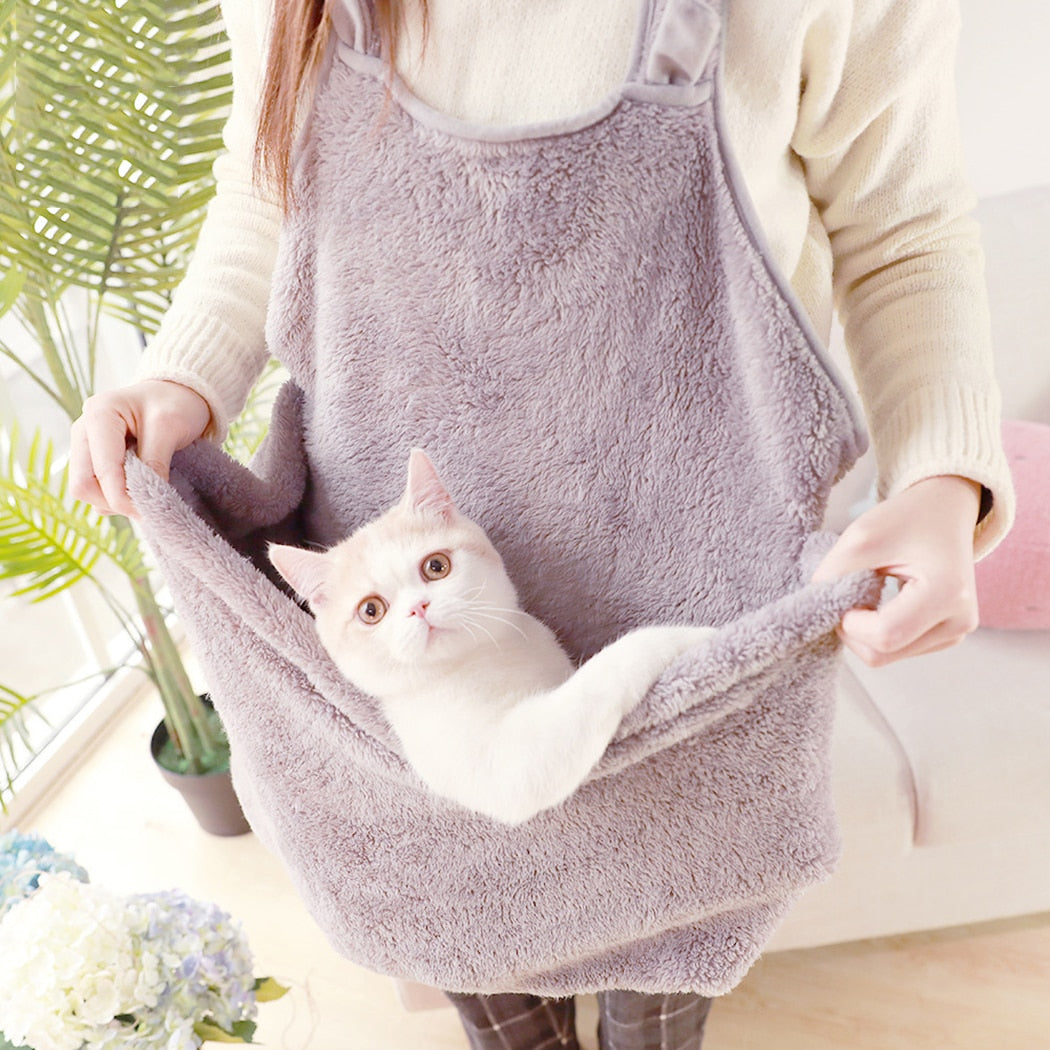 Front-Carry Pet Sleeping Bag Apron with Paw Holes – WrapNest™