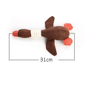 Soft Natural Linen Duck Shaped Plush Interactive Pet Toy – Waddlo™