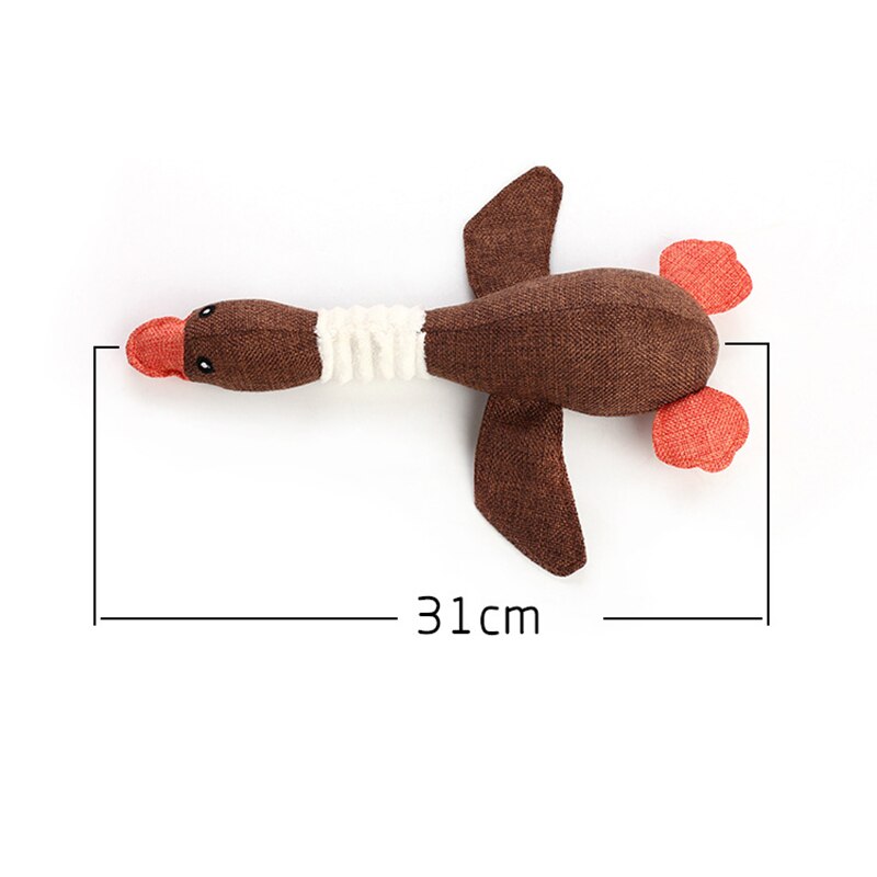 Soft Natural Linen Duck Shaped Plush Interactive Pet Toy – Waddlo™