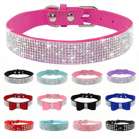 Rhinestone Leather Pet Collar for Small & Medium Dogs and Cats – Glinta™