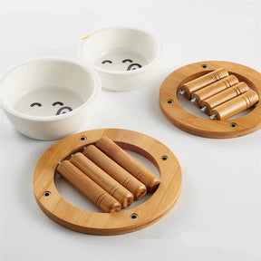 Elevated Porcelain Pet Bowl with Bamboo Stand – Perchby™