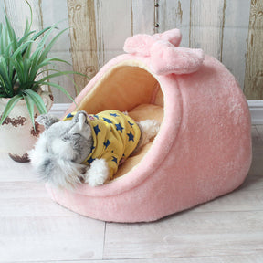 Cozy Pet Cave Bed with Removable Cushion – Nestelle™