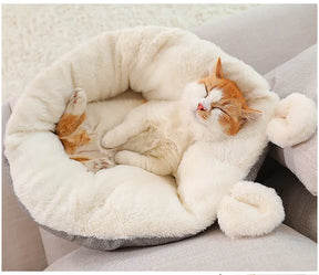 Cotton Pet Bed in White & Gray – CloudNest™