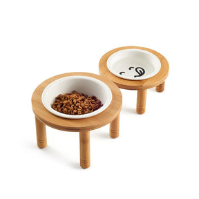 Elevated Porcelain Pet Bowl with Bamboo Stand – Perchby™