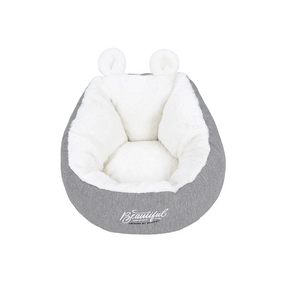 Cotton Pet Bed in White & Gray – CloudNest™
