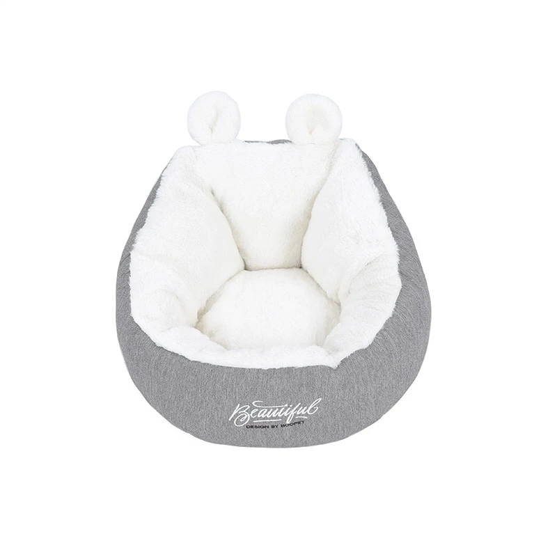 Cotton Pet Bed in White & Gray – CloudNest™