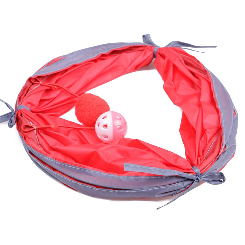 Collapsible Cat Play Tunnel with Hanging Ball – Loopa™