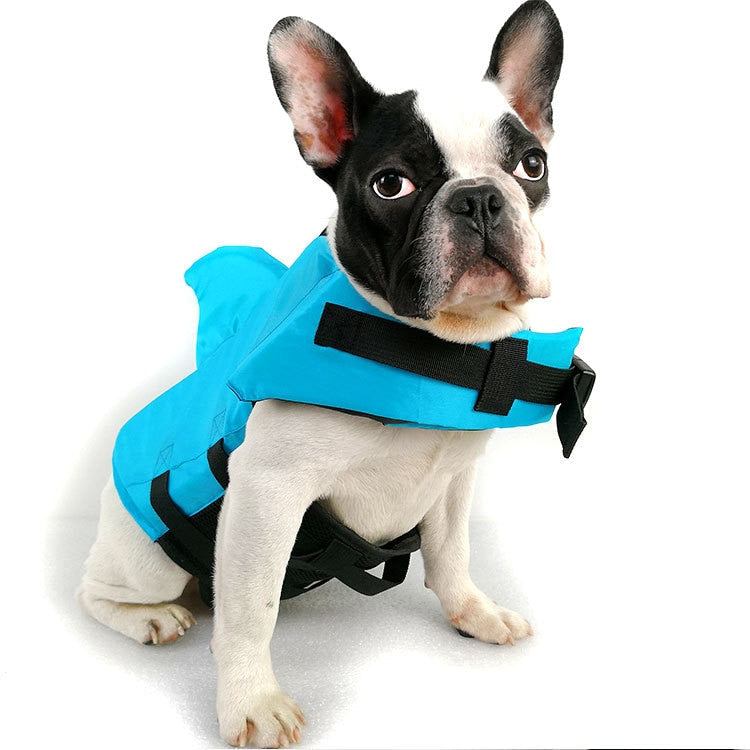 Shark-Print Dog Life Jacket – AquaFin™