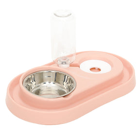 Double Pet Food & Water Bowl with Attachable Bottle – Twinly™