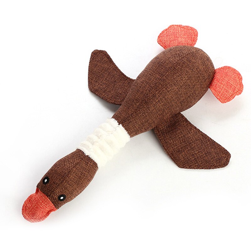 Soft Natural Linen Duck Shaped Plush Interactive Pet Toy – Waddlo™