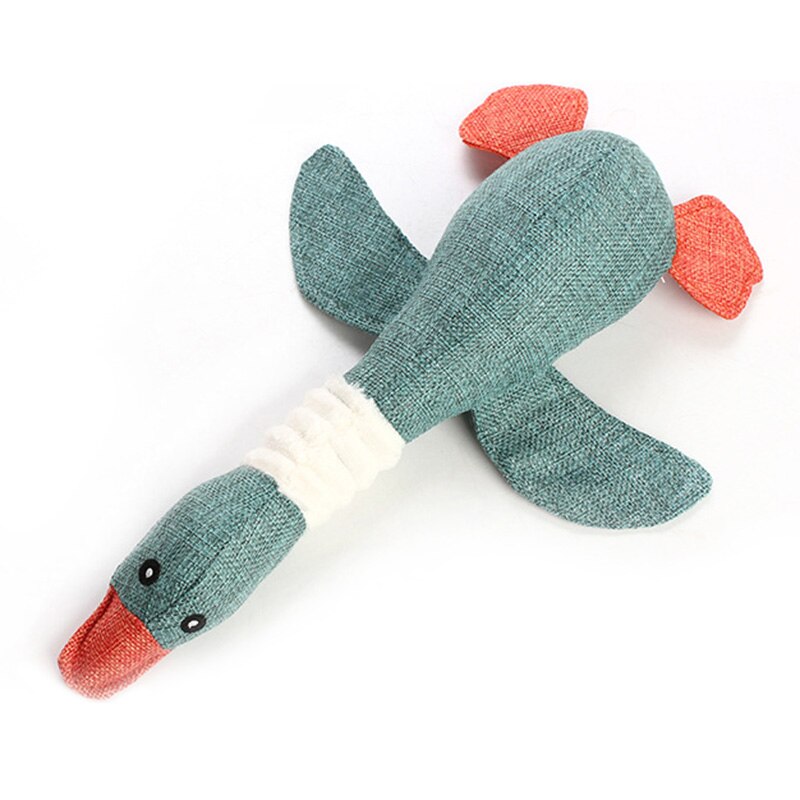 Soft Natural Linen Duck Shaped Plush Interactive Pet Toy – Waddlo™