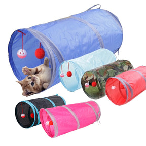 Collapsible Cat Play Tunnel with Hanging Ball – Loopa™