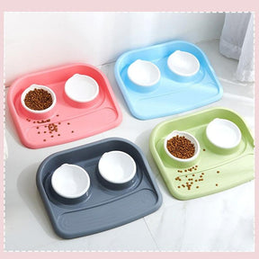 Double Pet Bowl Set with Divided Design for Dogs & Cats – Platterly™