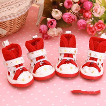 4-Piece Pet Sneakers Set – Faux Leather & Cotton – Vamo™