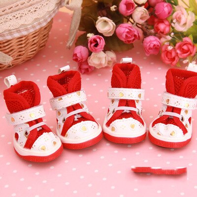 4-Piece Pet Sneakers Set – Faux Leather & Cotton – Vamo™