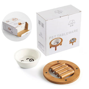 Elevated Porcelain Pet Bowl with Bamboo Stand – Perchby™