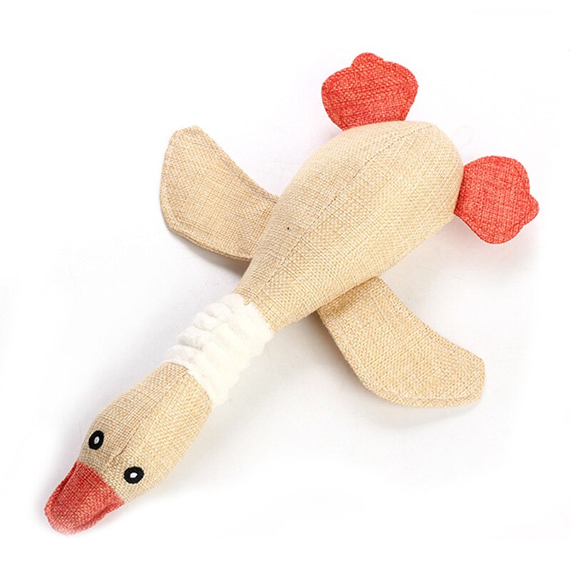 Soft Natural Linen Duck Shaped Plush Interactive Pet Toy – Waddlo™