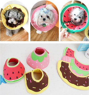 Post-Surgery Pet Recovery Collar with Fruit & Donut Prints – ComfyHalo™