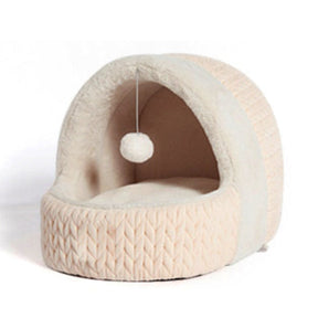 Enclosed Cave Pet Bed in Gray or Pink – Nooksy™