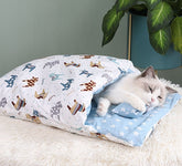 Cotton Pet Sleeping Bag Cave Bed with Pillow for Cats & Dogs – Nestora™