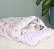 Cotton Pet Sleeping Bag Cave Bed with Pillow for Cats & Dogs – Nestora™
