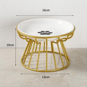 Elevated Porcelain Pet Bowl with Iron Stand – Ceramire™