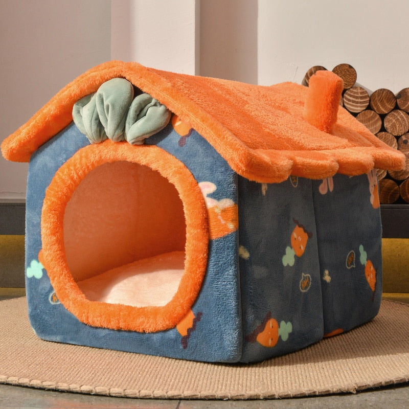 Cotton Pet House Bed with Detachable Design – CozyBurrow™