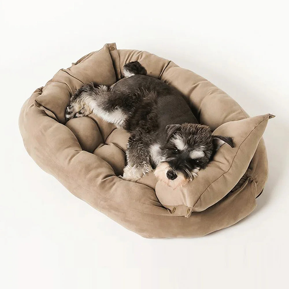 3-in-1 Velvet Pet Bed with Convertible Design – Page™