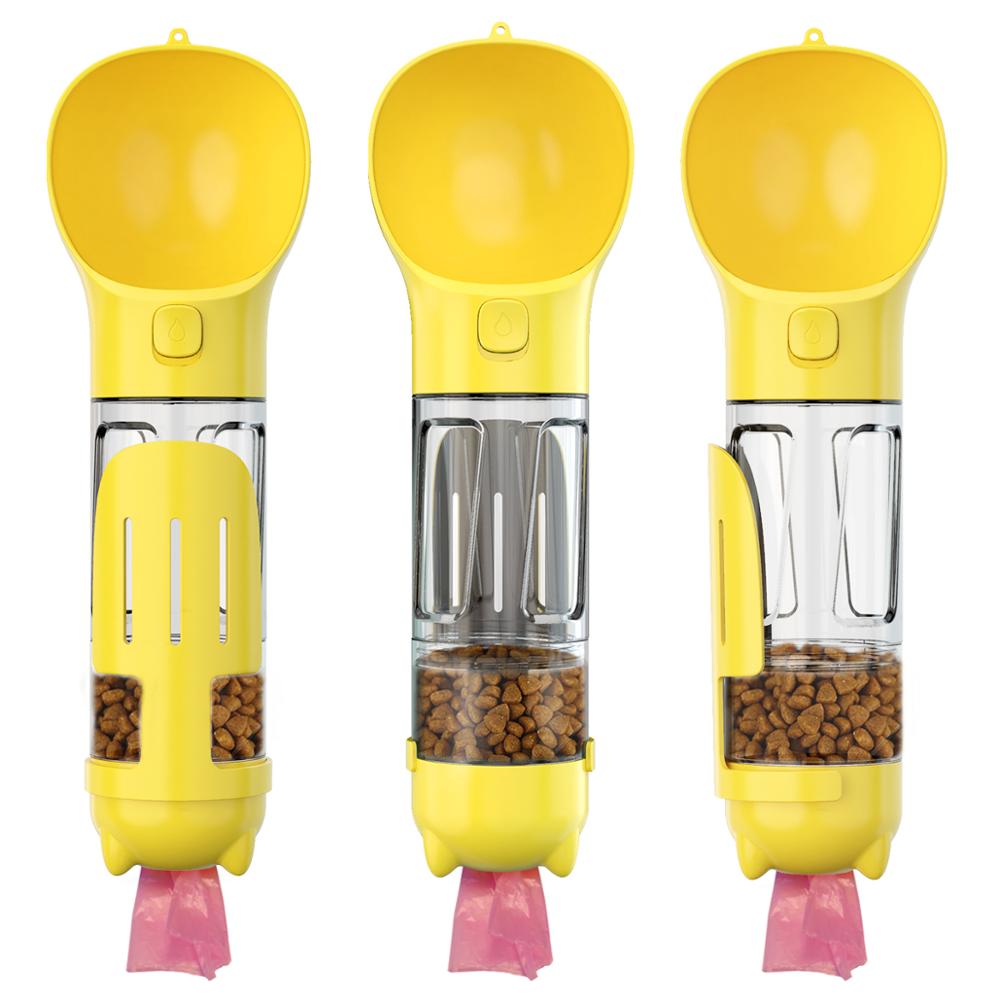 3-in-1 Portable Dog Water Bottle with Food & Waste Bag Storage – TrailSip™