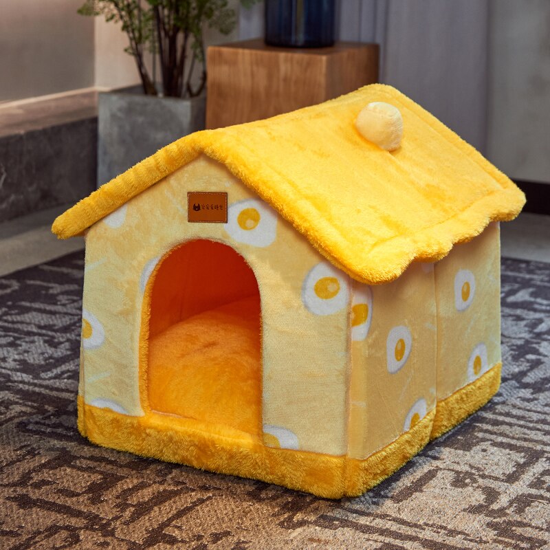Wool & Cotton Pet House Bed – SnuggleNest™