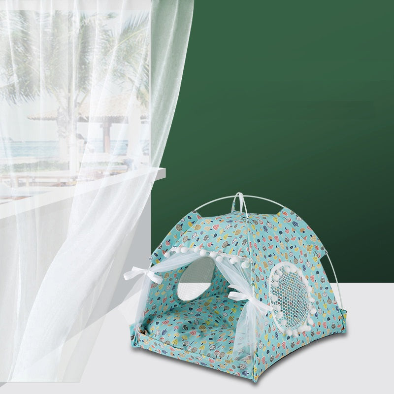 Cotton Pet Tent Bed with Colorful House-Style Design – Nestora™