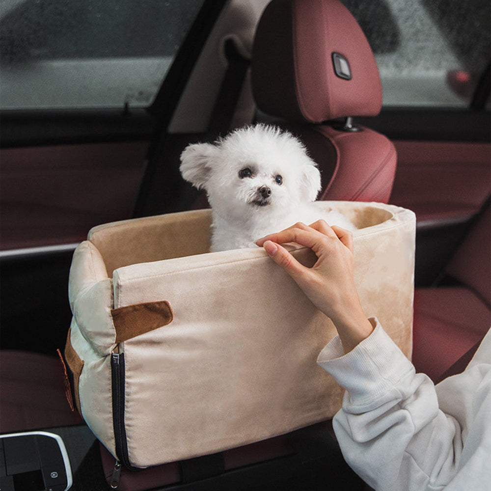 Center Console Pet Car Seat with Safety Leash for Dogs & Cats – Ridemo™