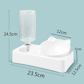 Cat-Design Pet Bowl with Water Bottle Reservoir – Meowa™