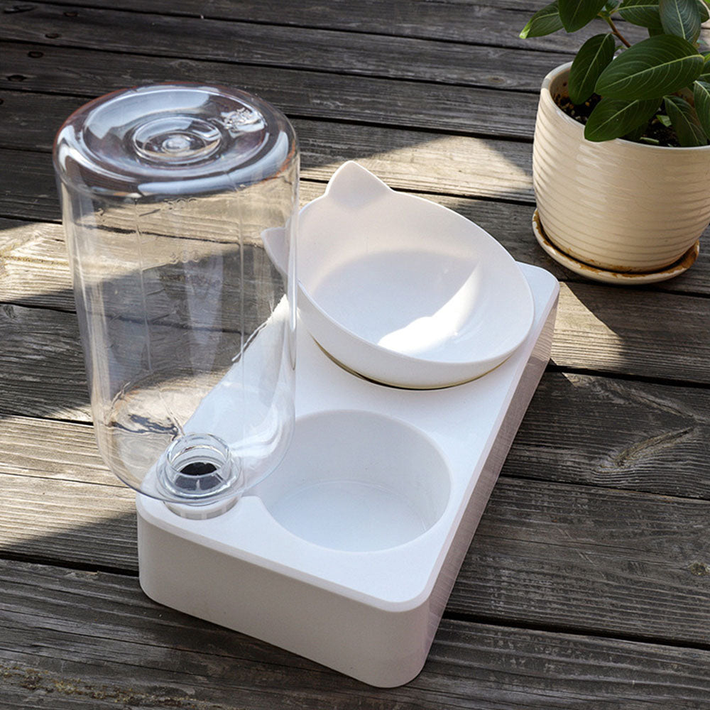 Cat-Design Pet Bowl with Water Bottle Reservoir – Meowa™